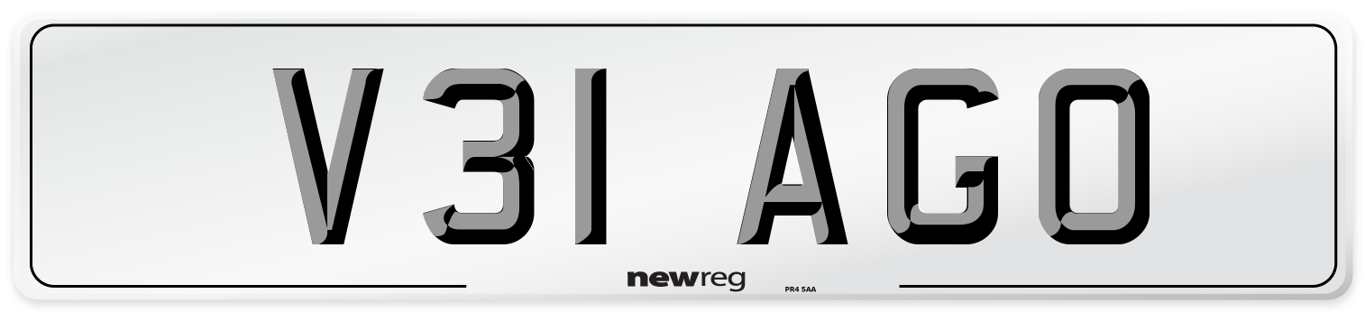 V31 AGO Number Plate from New Reg